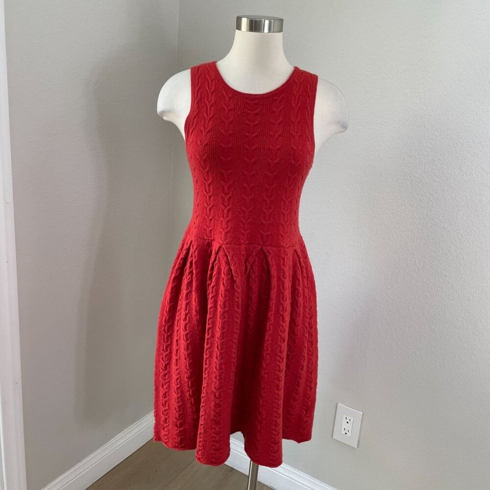 Anthropologie Far Away From Close Womens‎ Medium Cable Knit Rust Sweater Dress